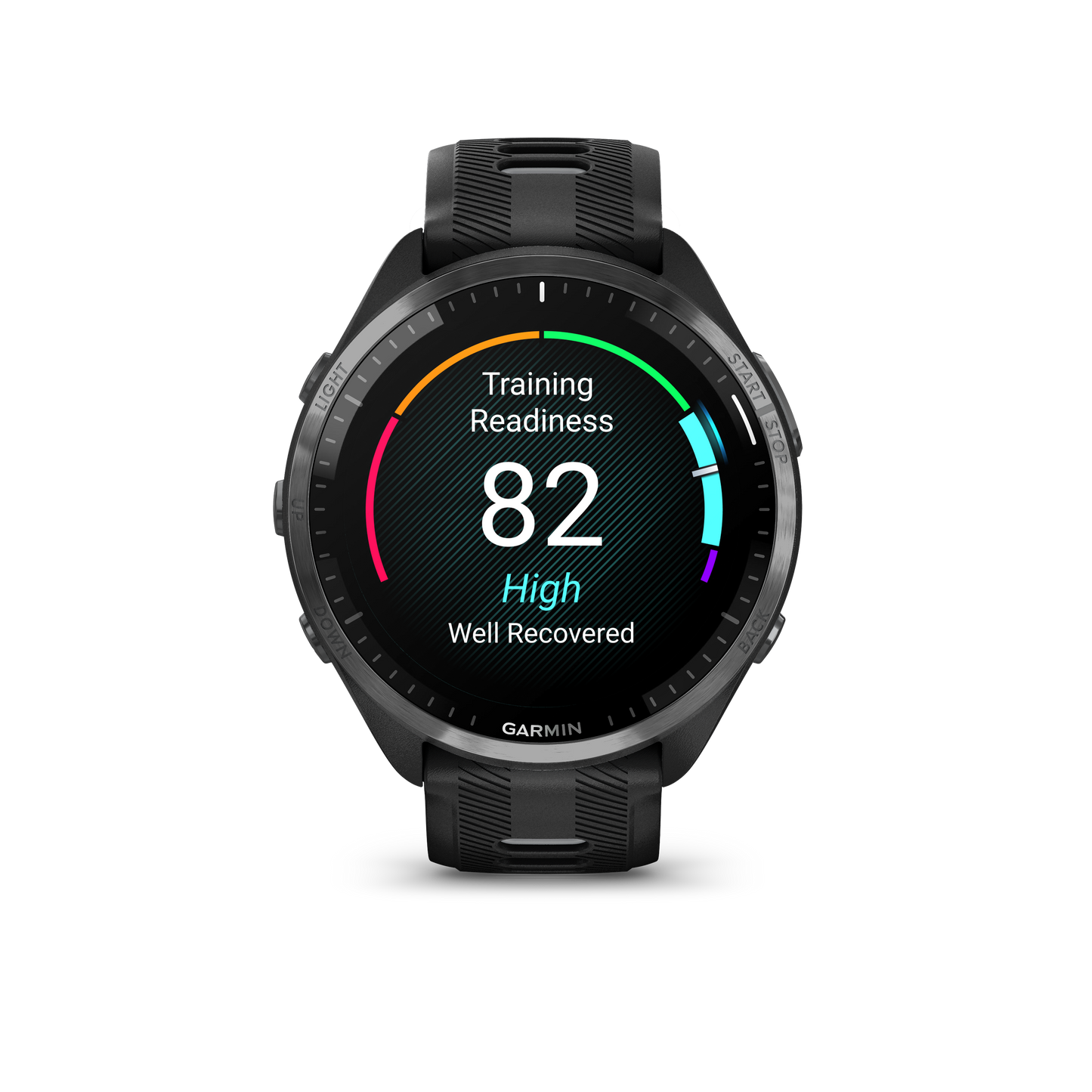 Forerunner® 965, Carbon Gray DLC Titanium Bezel with Black Case and Black/Powder Gray Silicone Band